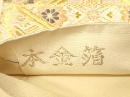 平和屋本店▼六通柄袋帯　唐織　鳳凰花菱文　本金箔　正絹　逸品　DABK2231op