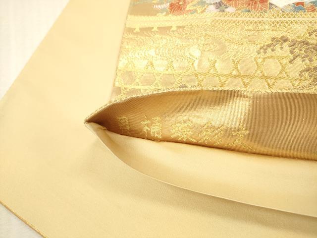 平和屋本店▼六通柄袋帯　唐織　貝桶蝶彩文　本金箔　九百織　正絹　逸品　DABK2232op
