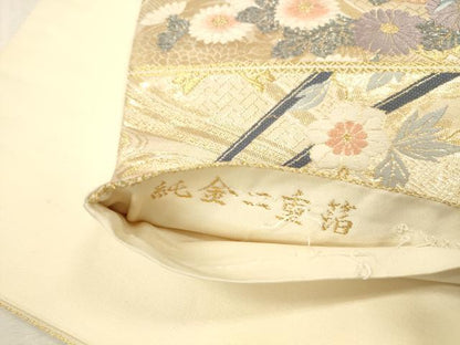 平和屋本店▼六通柄袋帯　唐織　花車文　九百錦　純金二重箔　正絹　逸品　DABK2234op