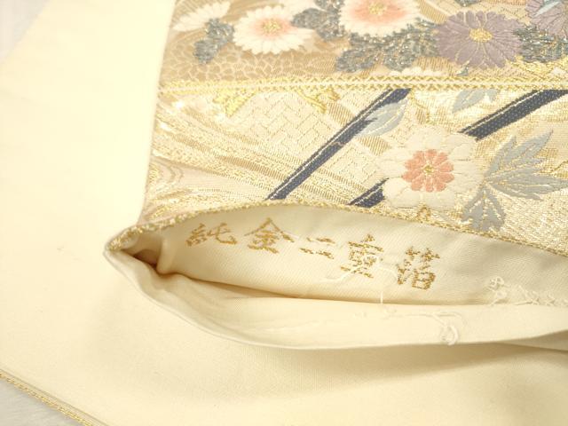 平和屋本店▼六通柄袋帯　唐織　花車文　九百錦　純金二重箔　正絹　逸品　DABK2234op