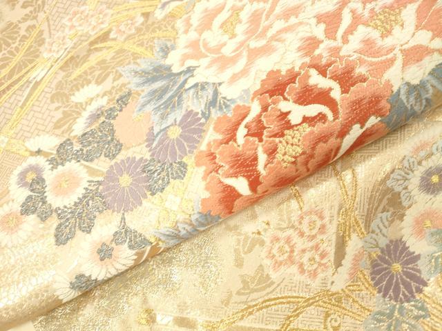 平和屋本店▼六通柄袋帯　唐織　花車文　九百錦　純金二重箔　正絹　逸品　DABK2234op