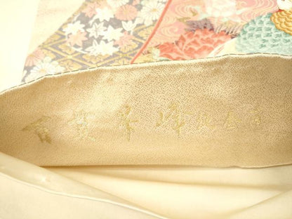 平和屋本店▼本加賀友禅作家　百貫華峰　六通柄袋帯　唐織　花鳥文　純金箔　正絹　逸品　DABK2236op