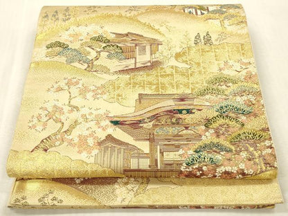 平和屋本店▼六通柄袋帯　唐織　仁和寺　本金二重箔　正絹　逸品　DABK2241op