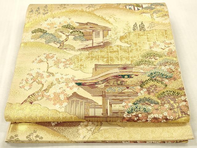 平和屋本店▼六通柄袋帯　唐織　仁和寺　本金二重箔　正絹　逸品　DABK2241op