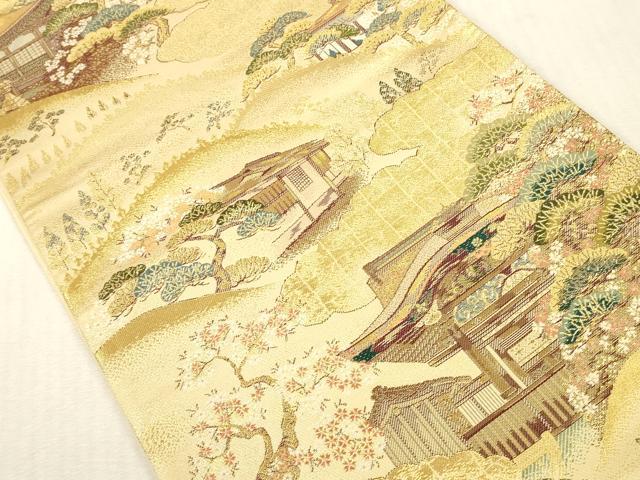 平和屋本店▼六通柄袋帯　唐織　仁和寺　本金二重箔　正絹　逸品　DABK2241op
