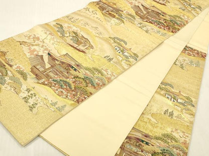 平和屋本店▼六通柄袋帯　唐織　仁和寺　本金二重箔　正絹　逸品　DABK2241op