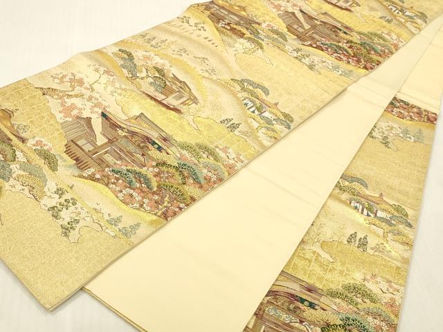 平和屋本店▼六通柄袋帯　唐織　仁和寺　本金二重箔　正絹　逸品　DABK2241op