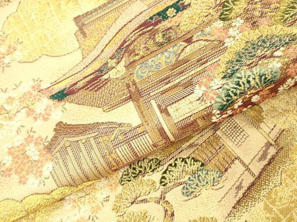 平和屋本店▼六通柄袋帯　唐織　仁和寺　本金二重箔　正絹　逸品　DABK2241op