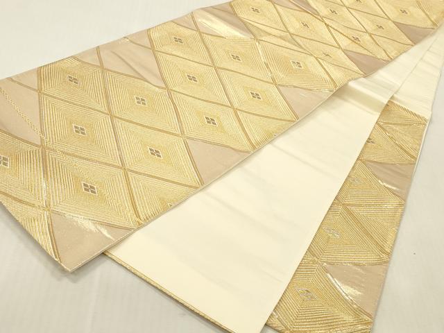 平和屋本店▼六通柄袋帯　菱重ね　本金二重箔　正絹　逸品　DABK2243op