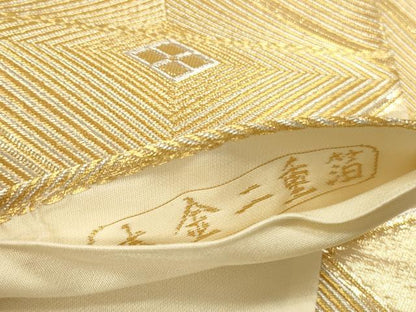 平和屋本店▼六通柄袋帯　菱重ね　本金二重箔　正絹　逸品　DABK2243op