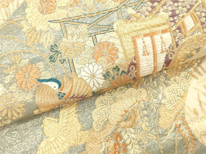 平和屋本店▼六通柄袋帯　唐織　古典瑞宝　本金箔　正絹　逸品　DABK2244op