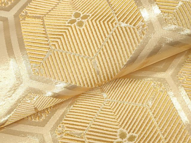 平和屋本店▼六通柄袋帯　銀彩錦　亀甲松葉文　本金二重箔　正絹　逸品　DABK2245op
