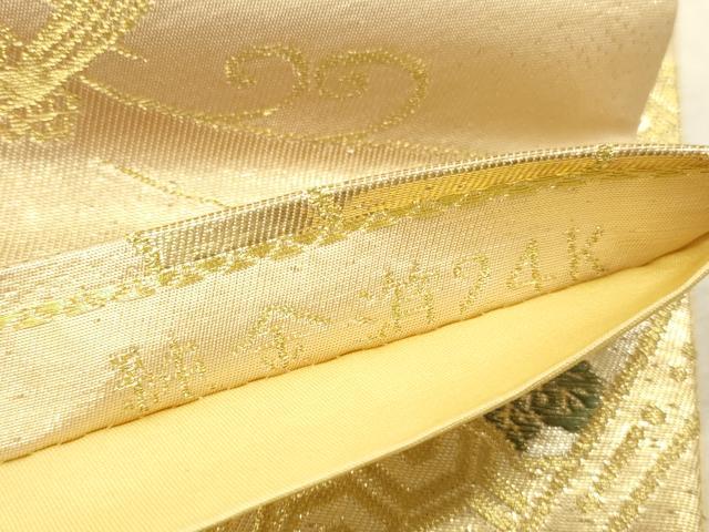 平和屋本店▼六通柄袋帯　唐織　鴛鴦檜扇花文　純金箔24K　正絹　逸品　DABK2246op