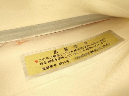 平和屋本店▼西陣　六通柄袋帯　几帳風景花文　本金二丁箔　正絹　逸品　DABK2247op