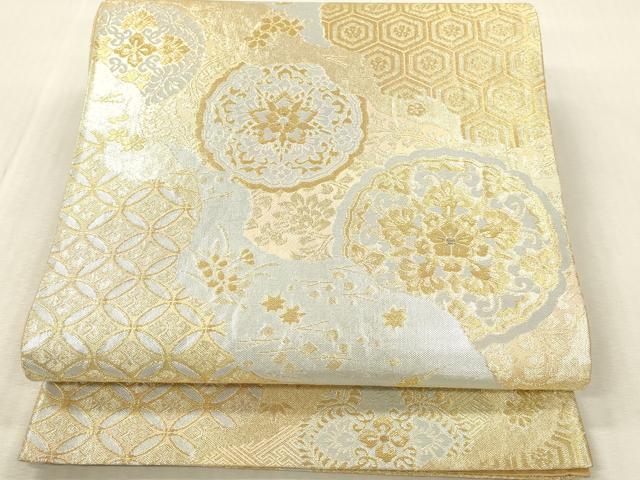 平和屋本店▼九百本佐賀錦　六通柄袋帯　正倉院吉祥花文　純金箔二重織　正絹　逸品　DABK2250op