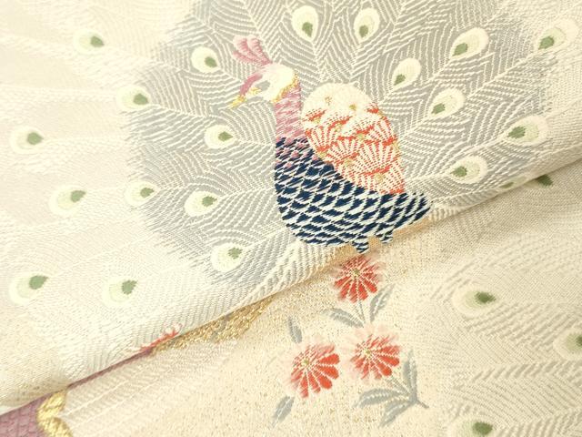 平和屋本店▼六通柄袋帯　唐織　華孔雀紋　九百錦24K純金箔　正絹　逸品　DABK2251op