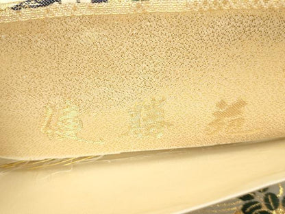 平和屋本店▼六通柄袋帯　唐織　扇面御所車　九百本金弐重織　健勝苑扱い　正絹　逸品　DABK2253op