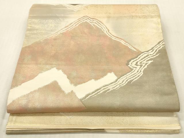 平和屋本店▼六通柄袋帯　重ね山　本金箔24K二重箔　引箔　正絹　逸品　DABK2254op