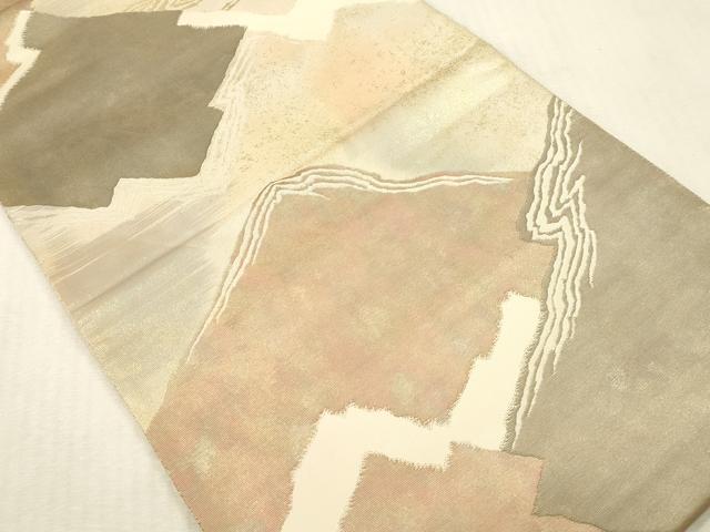 平和屋本店▼六通柄袋帯　重ね山　本金箔24K二重箔　引箔　正絹　逸品　DABK2254op
