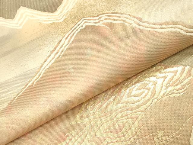 平和屋本店▼六通柄袋帯　重ね山　本金箔24K二重箔　引箔　正絹　逸品　DABK2254op
