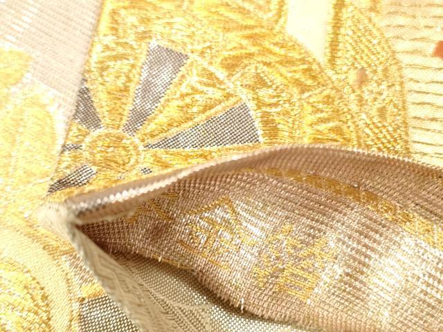平和屋本店▼佐賀錦　六通柄袋帯　御所車花松文　本金箔　正絹　逸品　DABK2255op