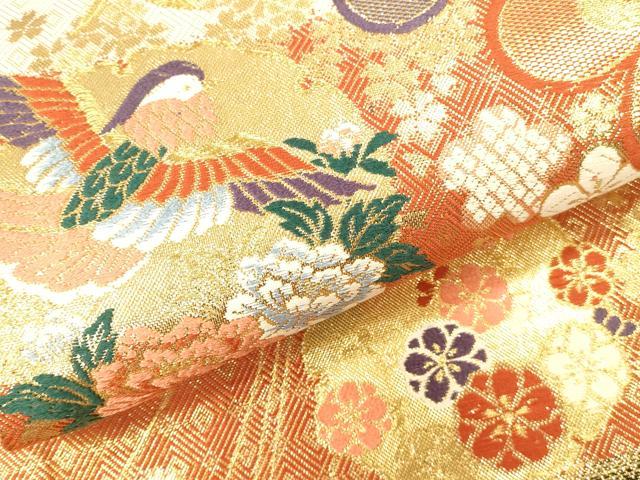 平和屋本店▼慶長佐賀錦　六通柄袋帯　花鳥文　純金箔二重織　正絹　逸品　DABK2259op