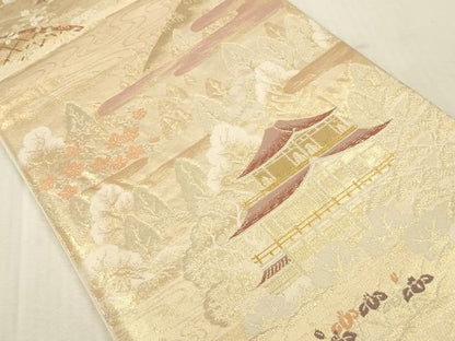 平和屋本店▼六通柄袋帯　京の四季　純金箔24K　正絹　逸品　DABK2260op