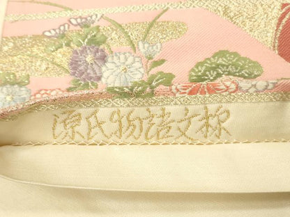 平和屋本店▼六通柄袋帯　唐織　源氏物語文様　24K本金箔二重箔　正絹　逸品　DABK2261op