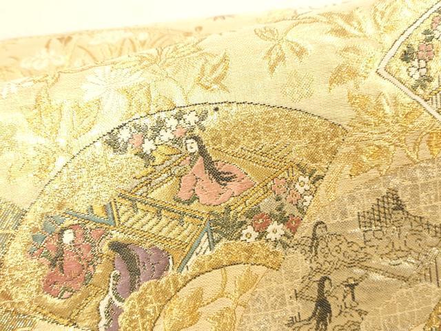 平和屋本店▼佐賀錦　六通柄袋帯　地紙人物風景花文　本金箔　正絹　逸品　DABK2262op