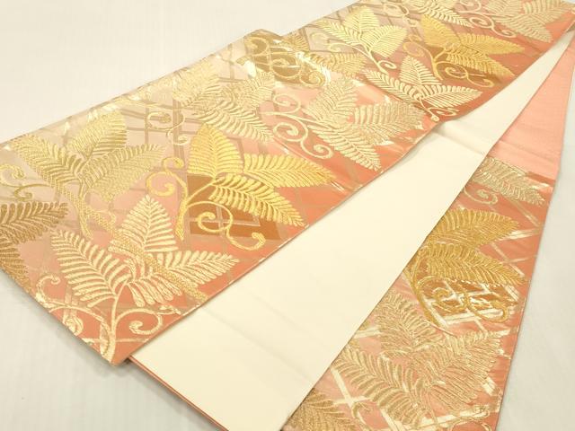 平和屋本店▼六通柄袋帯　若松　本金箔　正絹　逸品　DABK2263op