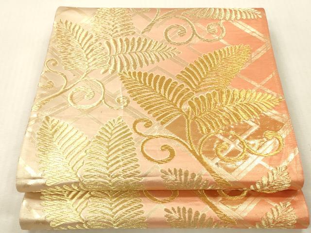 平和屋本店▼六通柄袋帯　若松　本金箔　正絹　逸品　DABK2263op