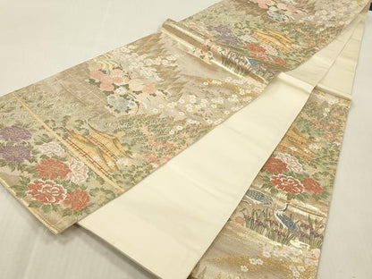 平和屋本店▼六通柄袋帯　唐織　錦繍金閣寺文　九百本金貳重箔　正絹　逸品　DABK2268op