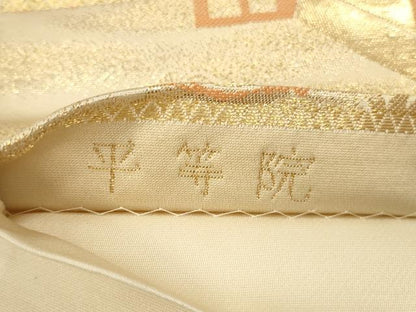 平和屋本店▼六通柄袋帯　平等院　純金箔二重織　正絹　逸品　DABK2271op