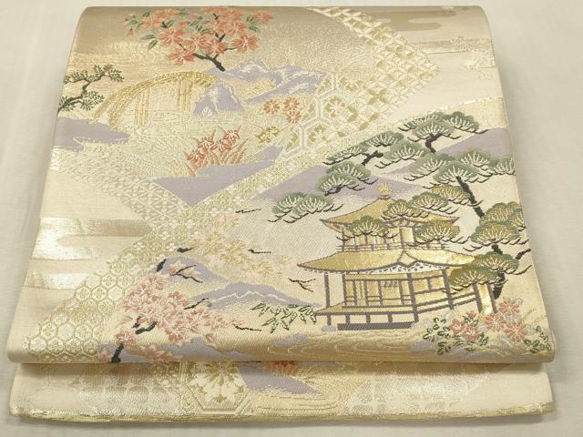 平和屋本店▼六通柄袋帯　唐織　井笠旅情　純金二重箔　正絹　逸品　DABK2273op