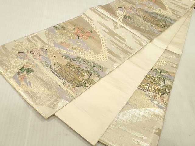 平和屋本店▼六通柄袋帯　唐織　井笠旅情　純金二重箔　正絹　逸品　DABK2273op