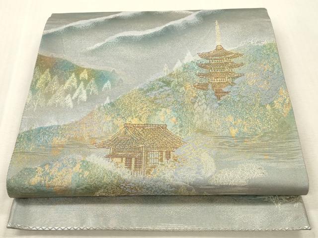 平和屋本店▼六通柄袋帯　明日香　小京都　本金箔入　正絹　逸品　DABK2274op
