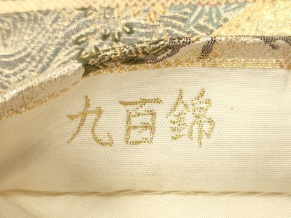 平和屋本店▼六通柄袋帯　唐織　風景花文　九百錦　本金弐重箔　正絹　逸品　DABK2280op