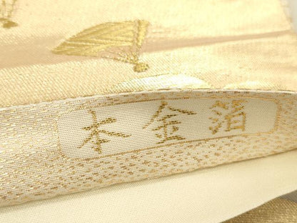 平和屋本店▼六通柄袋帯　雲取り扇散らし文　輝彩錦　本金箔　正絹　逸品　DABK2283op