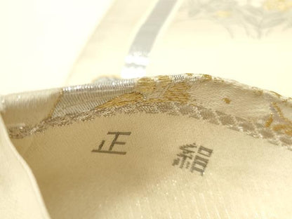 平和屋本店▼六通柄　京袋帯　風景花文　プラチナ24金織　正絹　逸品　DABK2284op
