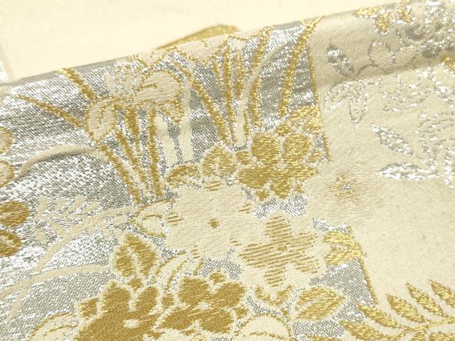平和屋本店▼六通柄　京袋帯　風景花文　プラチナ24金織　正絹　逸品　DABK2284op