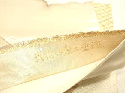 平和屋本店▼六通柄袋帯　唐織　雲取り花文　弐拾四金二重織　正絹　逸品　DABK2287op