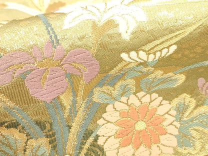 平和屋本店▼六通柄袋帯　唐織　鳳凰花文　24金箔うるし箔三重織　正絹　逸品　DABK2288op