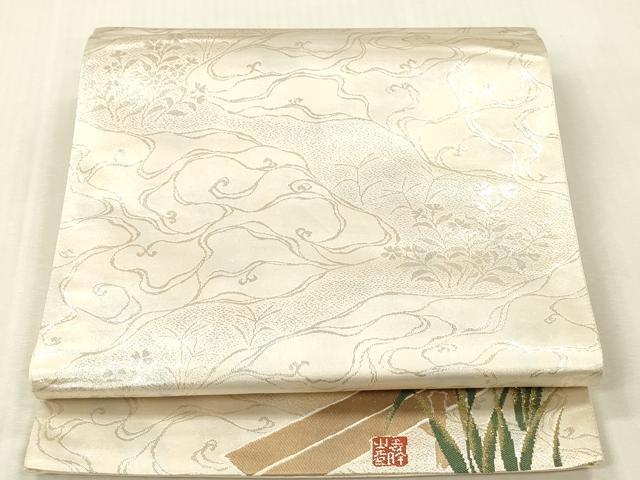 平和屋本店▼六通柄袋帯　作家物　墨流し文様　琳派百図　本金箔　正絹　逸品　DABK2294op