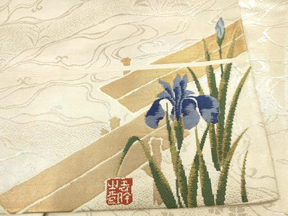 平和屋本店▼六通柄袋帯　作家物　墨流し文様　琳派百図　本金箔　正絹　逸品　DABK2294op