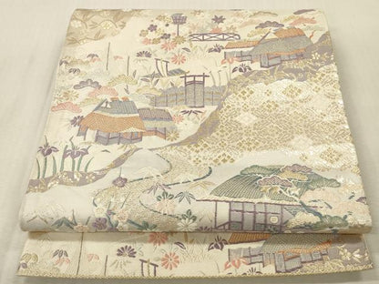 平和屋本店▼六通柄袋帯　唐織　九百錦　加賀有楽文　本金箔二重織　正絹　逸品　DABK2297op