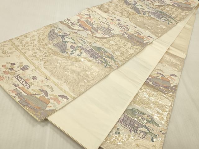 平和屋本店▼六通柄袋帯　唐織　九百錦　加賀有楽文　本金箔二重織　正絹　逸品　DABK2297op