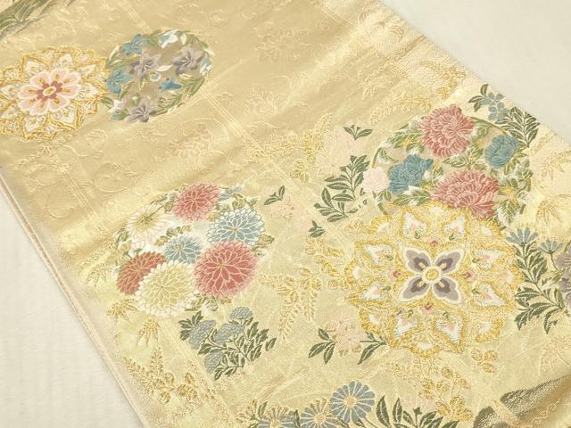 平和屋本店▼六通柄袋帯　唐織　正倉院花文　本金箔　正絹　逸品　DABK2304op
