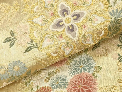 平和屋本店▼六通柄袋帯　唐織　正倉院花文　本金箔　正絹　逸品　DABK2304op