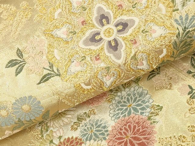 平和屋本店▼六通柄袋帯　唐織　正倉院花文　本金箔　正絹　逸品　DABK2304op