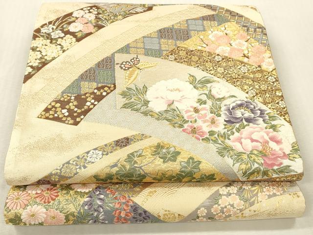 平和屋本店▼六通柄袋帯　唐織　加賀琳派　本金箔紹巴　正絹　逸品　未使用　DABK2306op